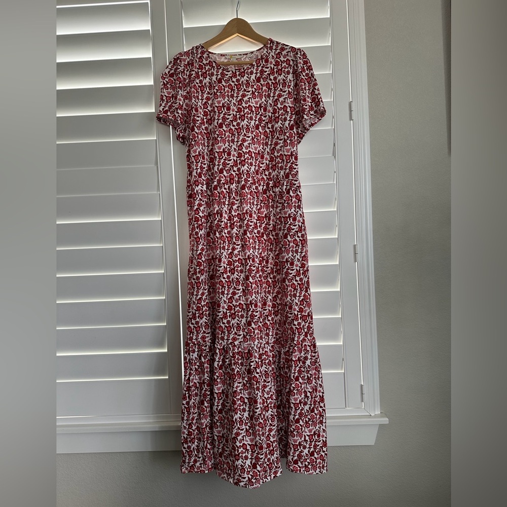 Boden Red and White Floral Maxi Dress